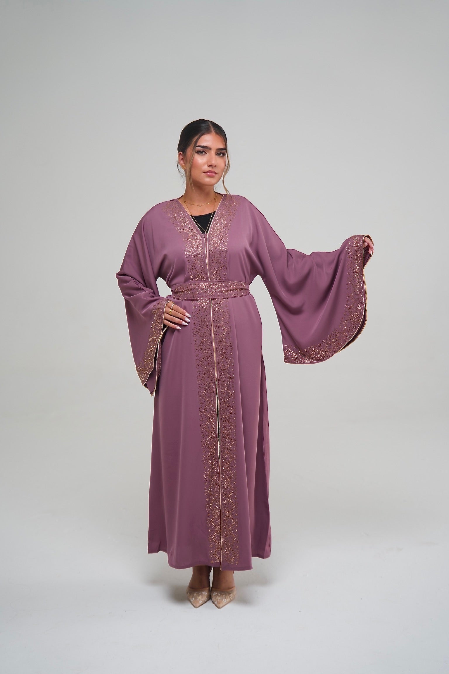 Deep Mauve Embellished Abaya