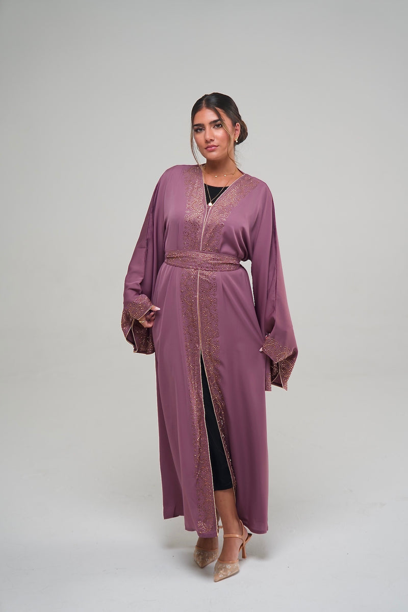 Deep Mauve Embellished Abaya