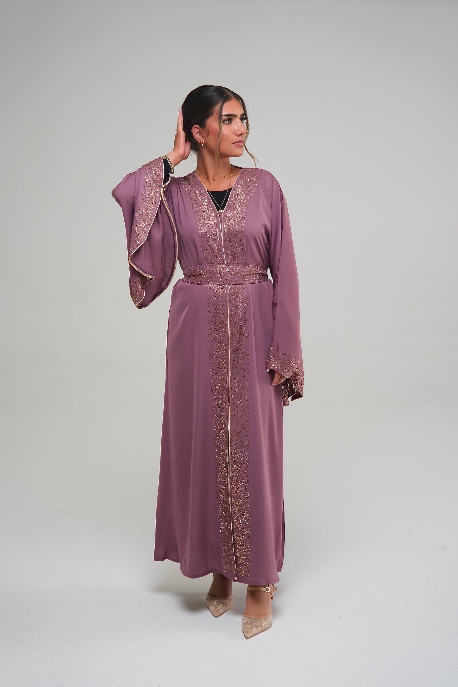 Deep Mauve Embellished Abaya