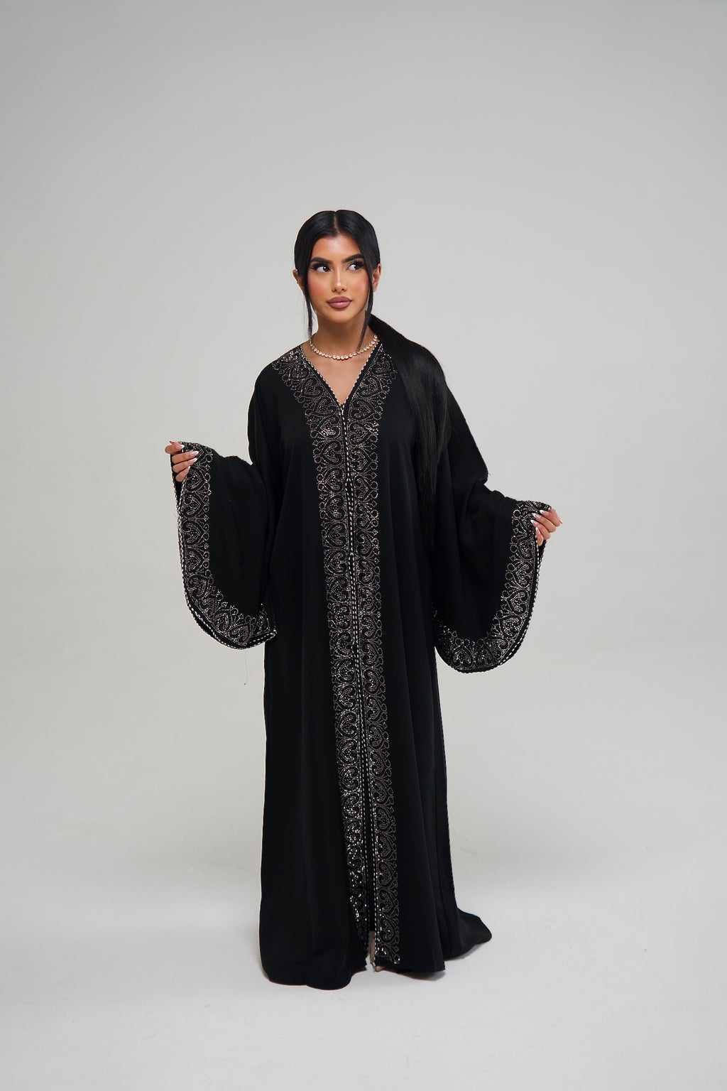 Classic Black Embellished Abaya
