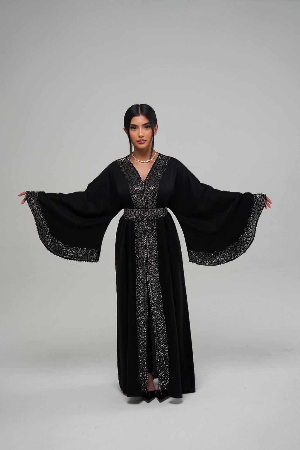 Classic Black Embellished Abaya