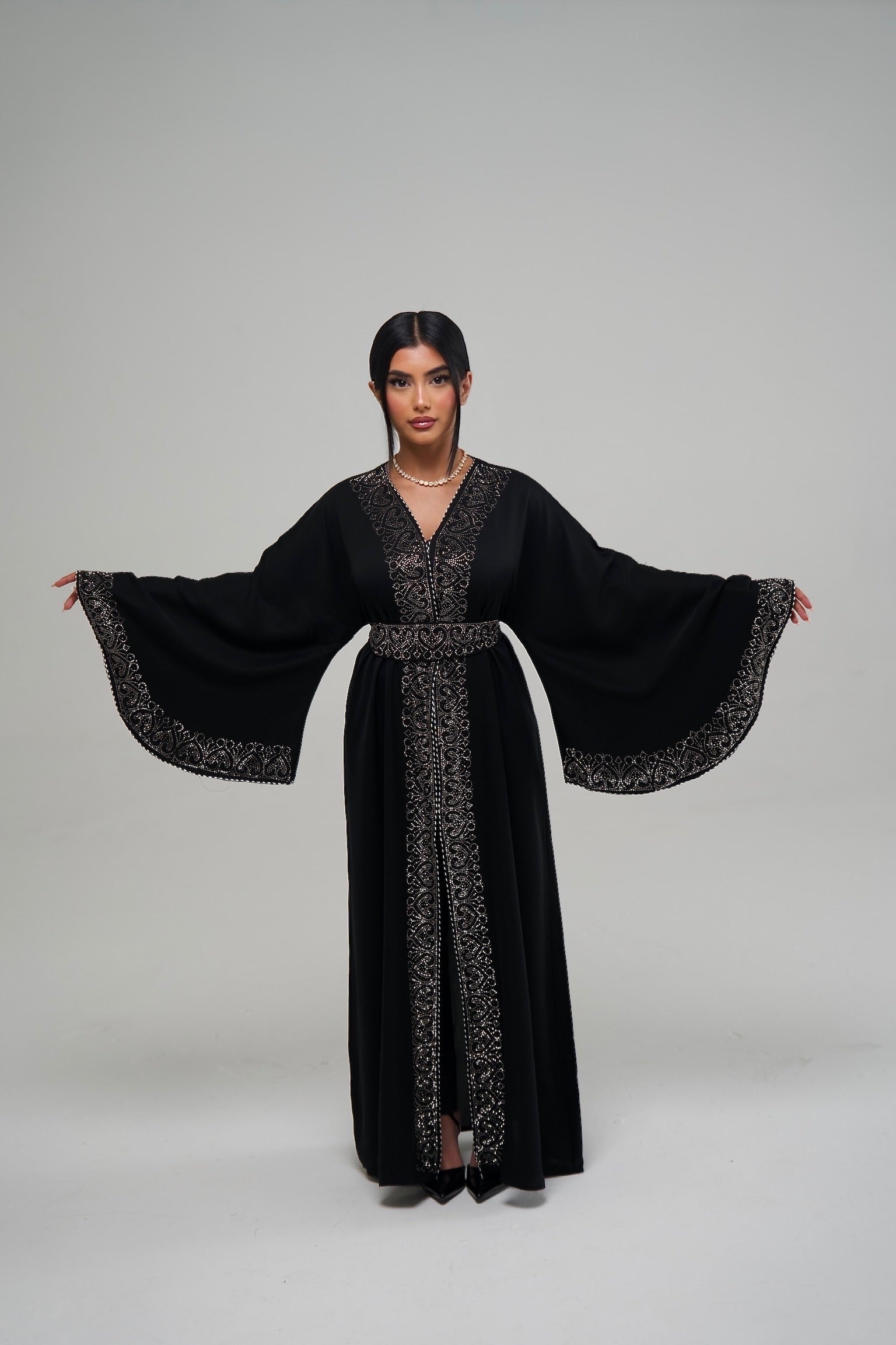Classic Black Embellished Abaya
