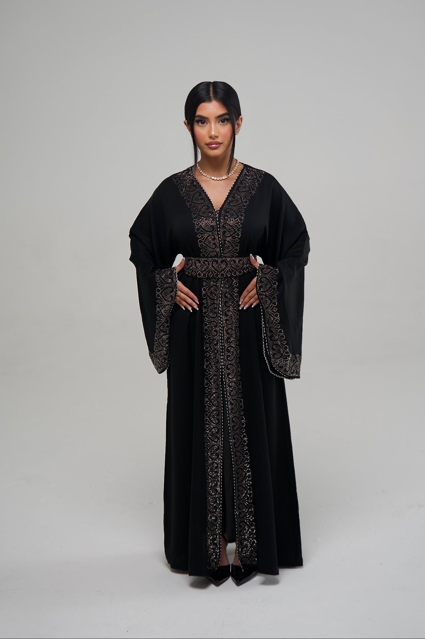 Classic Black Embellished Abaya