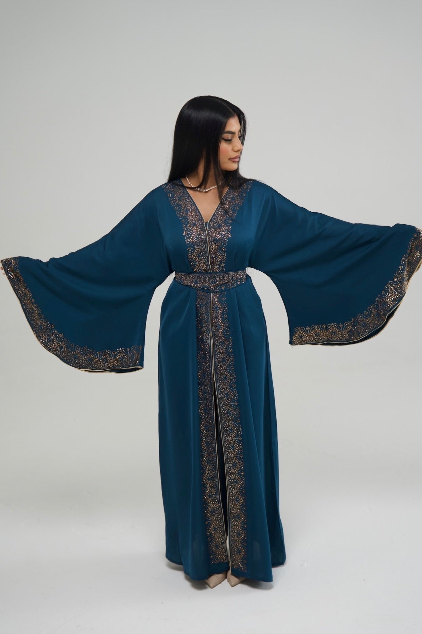 Deep Turquoise Embellished Abaya