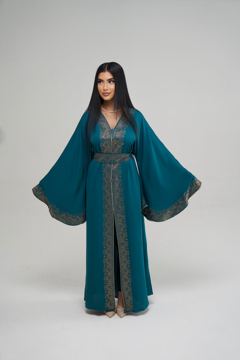 Teal Embellished Abaya