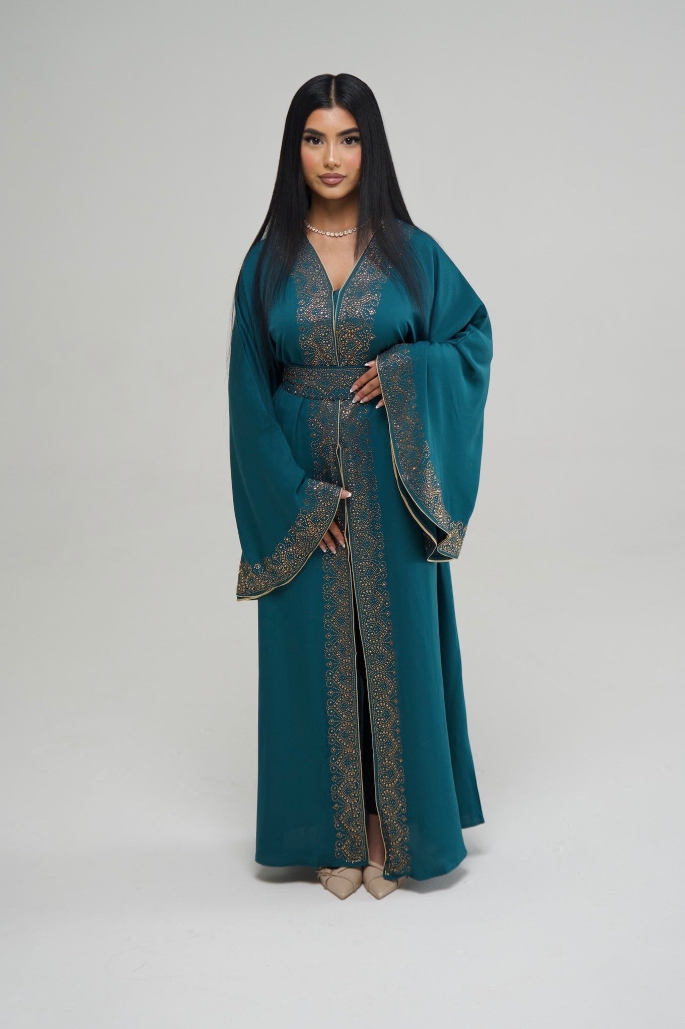 Teal Embellished Abaya