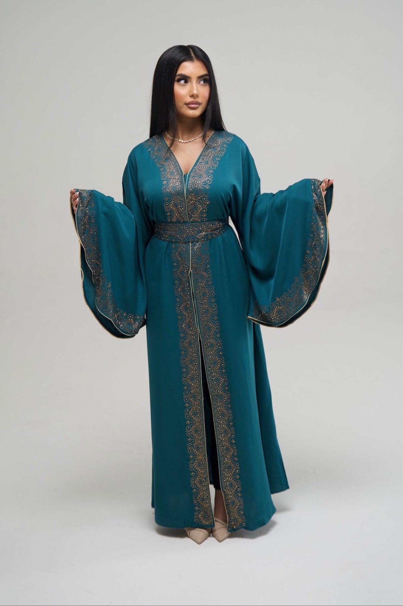 Teal Embellished Abaya